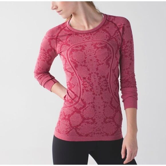 Lululemon Swiftly Tech Long Sleeve Crew Sz 4 In Heathered Cranberry - Picture 8 of 8